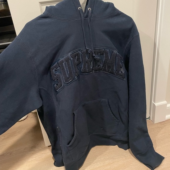 Supreme Shirts Supreme Navy Blue Hoodie Poshmark